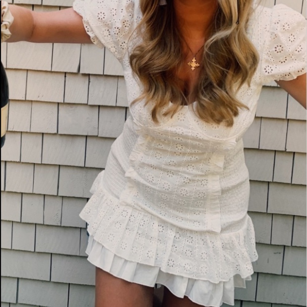 F21 White Eyelet Dress